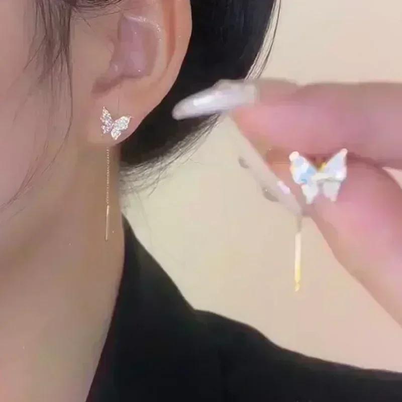 New Geometric Rhombus Luxury Opal Earrings Women's Fashionable Personalized Daily Accessories Party Zircon Birthday Gifts