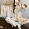 Premium Sense Sweet Cartoon Puppy Dream Cloud Cotton Pajamas Women'S Summer Short Sleeve Three-Piece Set