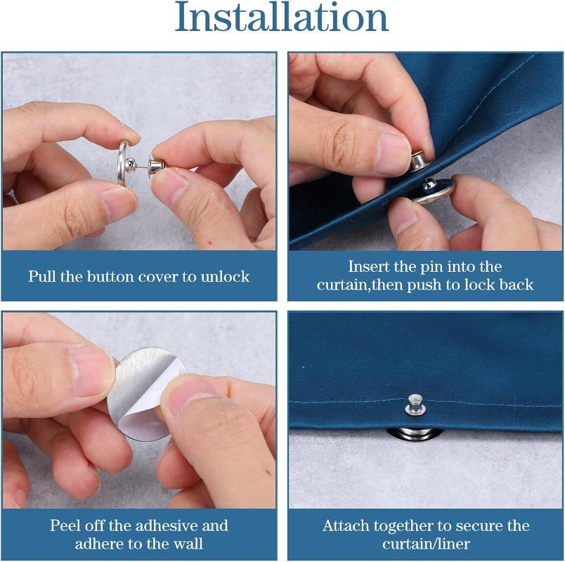 17/20/25mm Magnetic Curtain Fixed Clips Self-Adhesive Metal Hook Magnet Wall Mounted Shower Curtain Buckles Detachable Fasteners