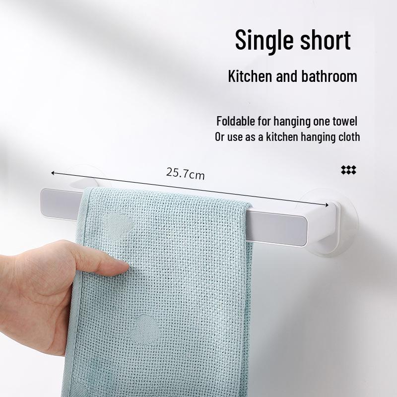 Wall-Mounted Punch-Free Bathroom Towel Rack with Hooks