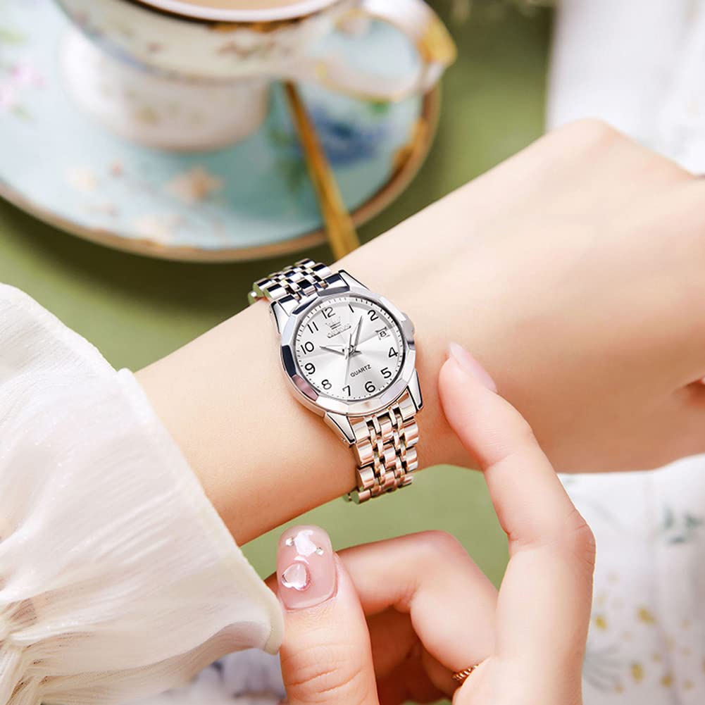 OLEVS Quartz Easy to Japanese Date Luminous Day White Women's Watch, Popular, Use, Waterproof, Business, Movement, Display, Hands, Valentine's Gift,