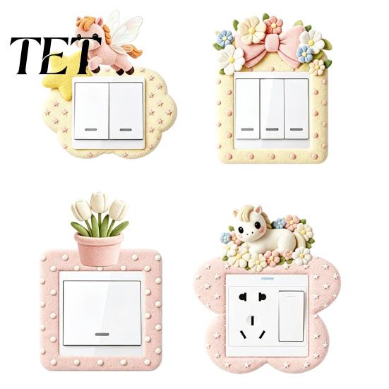 86 Type Socket Protective Covers 4Pcs Felt Switch Plate Cover, Cute Pony Light Sticker, Decorative Home Accents for Walls Self?Adhesive Protector,