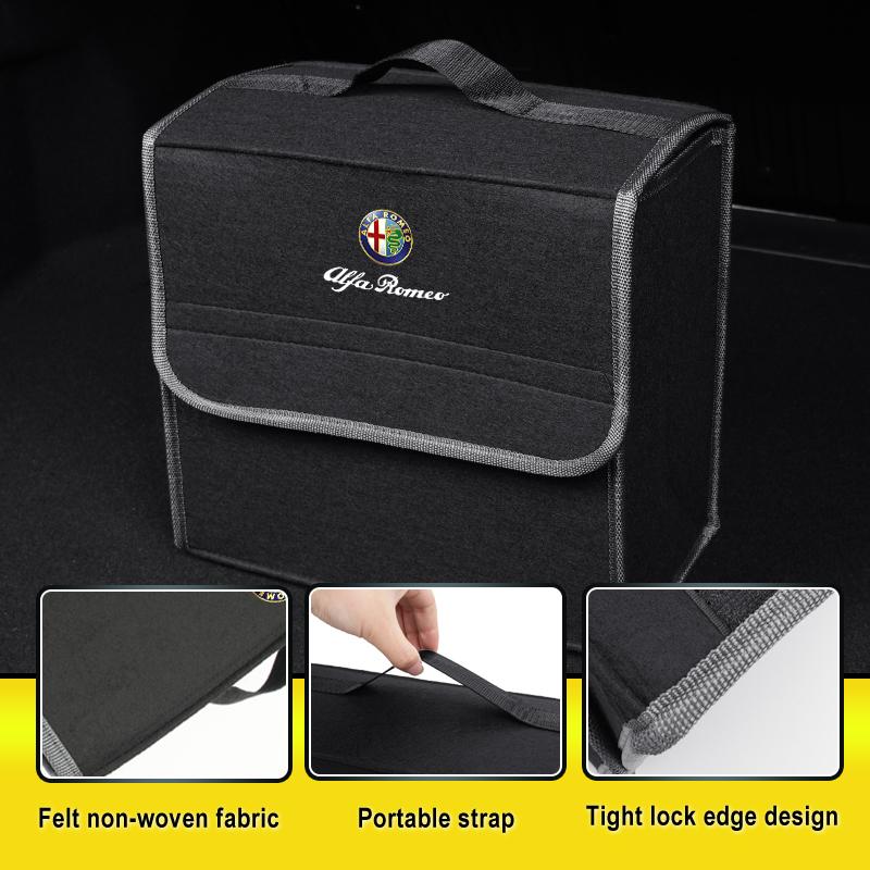 VLFHQ1 Car Trunk Storage Box Organizer Foldable Stowing Container Bag For Alfa Romeo 159 Giulietta Giulia 147 Mito 156 166 GT Stelvio