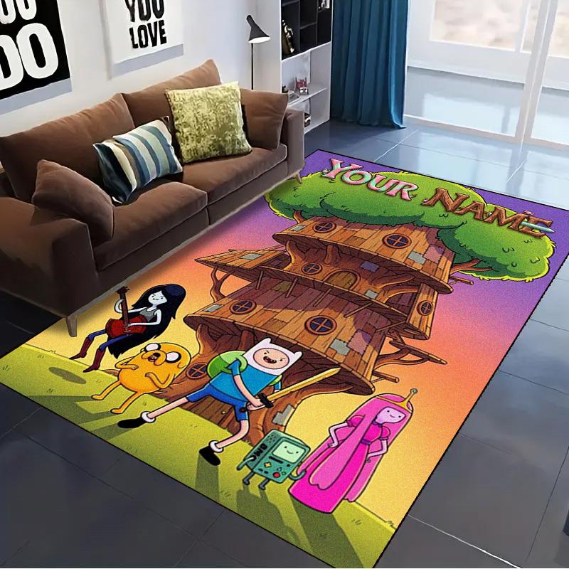 Name Custom Adventure-Time Carpet Rug for Living Room Bedroom Home Sofa Decoration,Kids play Non-slip Floor Mat