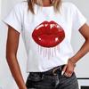 (Asian Size) Short Sleeve Lip Love Sexy Trend Cute Lovely Women's Print Tee Top Summer Fashion Tshirt Woman Female Basic T Clothing Graphic T-shirts