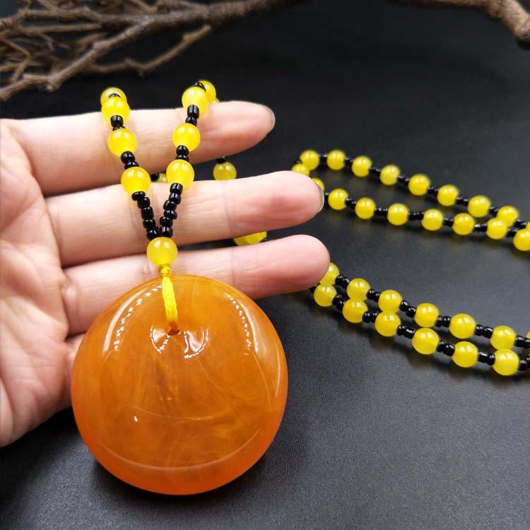 Этнический стиль бисерная подвеска из янтаря цепочка для свитера