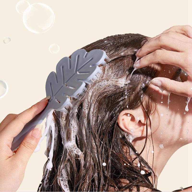 Массажер для кожи головы, шампунь-щетка, расческа для ухода за кожей головы с ручкой и мягкими силиконовыми щетинками для влажных и сухих волос, удаляет перхоть