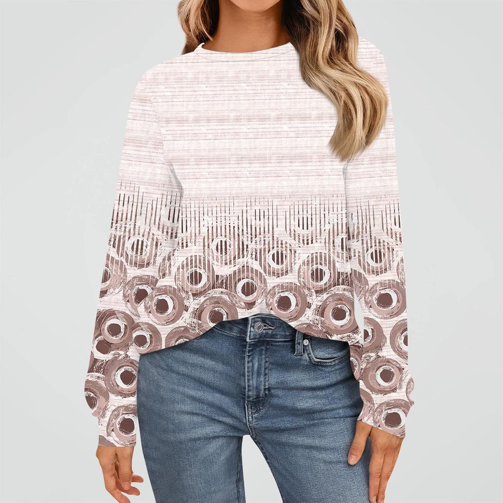 Women's Fashion Long Sleeve Shirts Loose Fitted Crewneck Basic Tops Casual Outfits