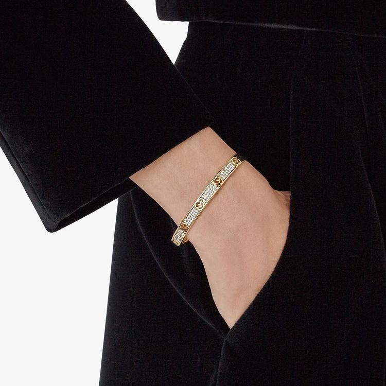 FENDI 2000-2024 Gold Plated F Is FENDI Cuff Bracelet Costume Bracelet Women's 8AG9286DMF089U