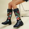 Fashion 2024 New Fashion Women's Boots Knee Length Embroidery Vintage Shoes Ethnic Style Winter Zipper Lace Up Boots