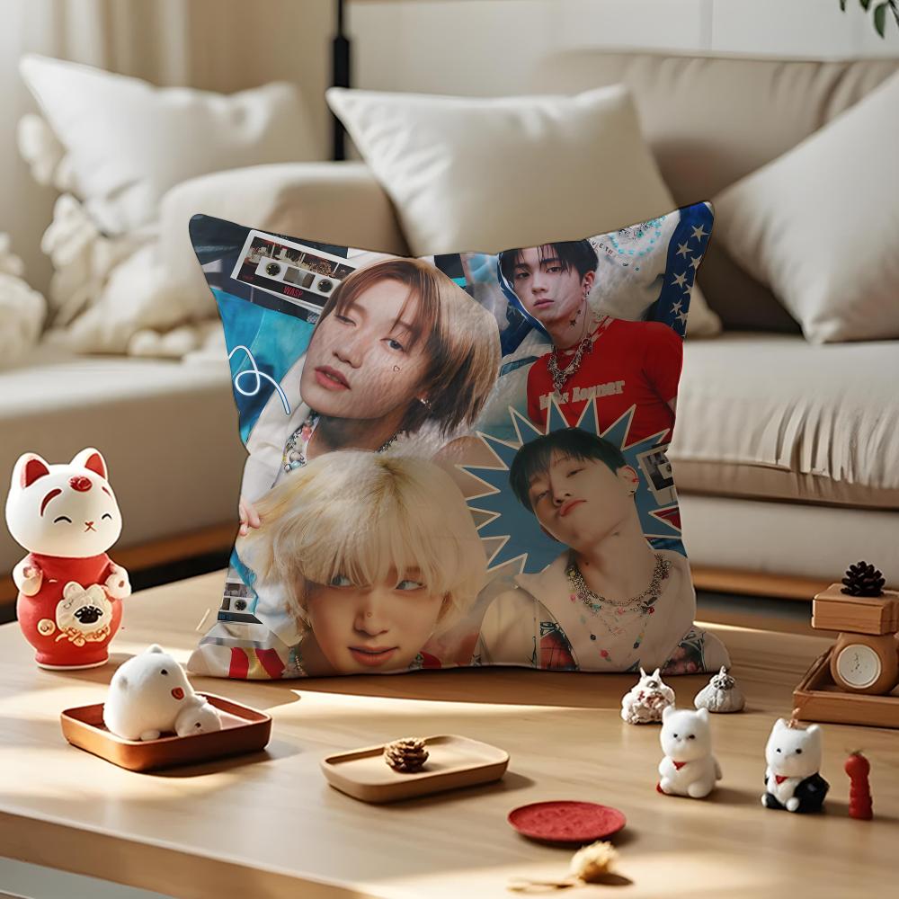 Pop KPOP PPHarmony Cushion Cover Silky Short Plush with Invisible Zipper Dustproof Sofa Pillow Cover for Home Decor