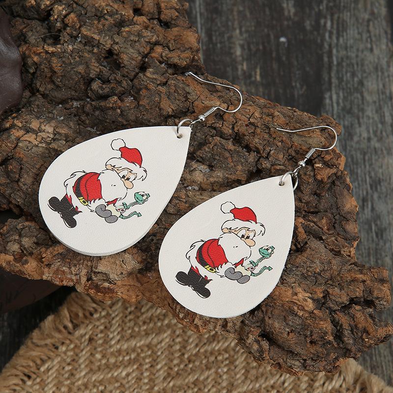 European-American Christmas Water Drop Earrings: Santa Claus with Snake Pattern