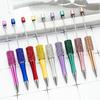 Rhinestones Beaded Ballpoint Pen Assorted Colors Shell & Refill Press Type Retractable Roller Ball Pen Student Stationery Pen for Writing Drawing