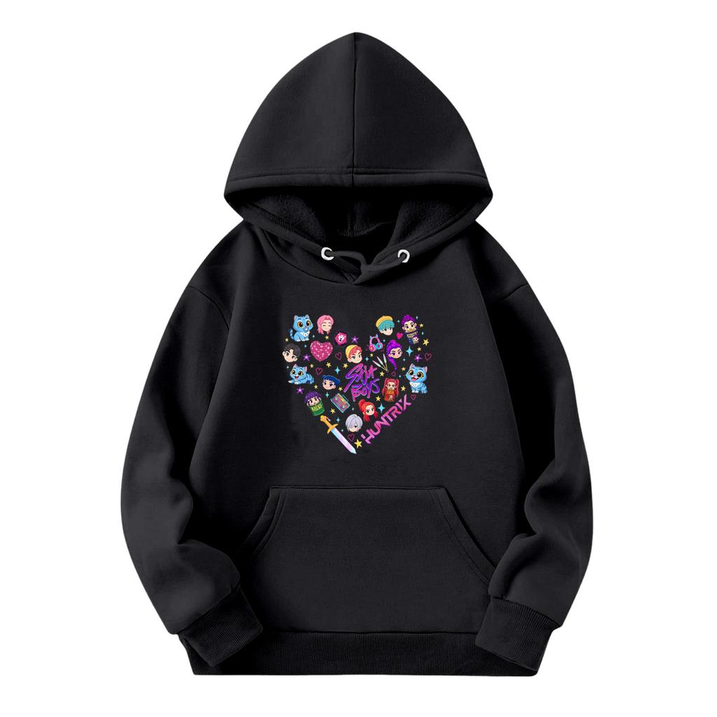 Child Fashion Lightweight Long Sleeve Pullover With Pockets  Print Hoodie