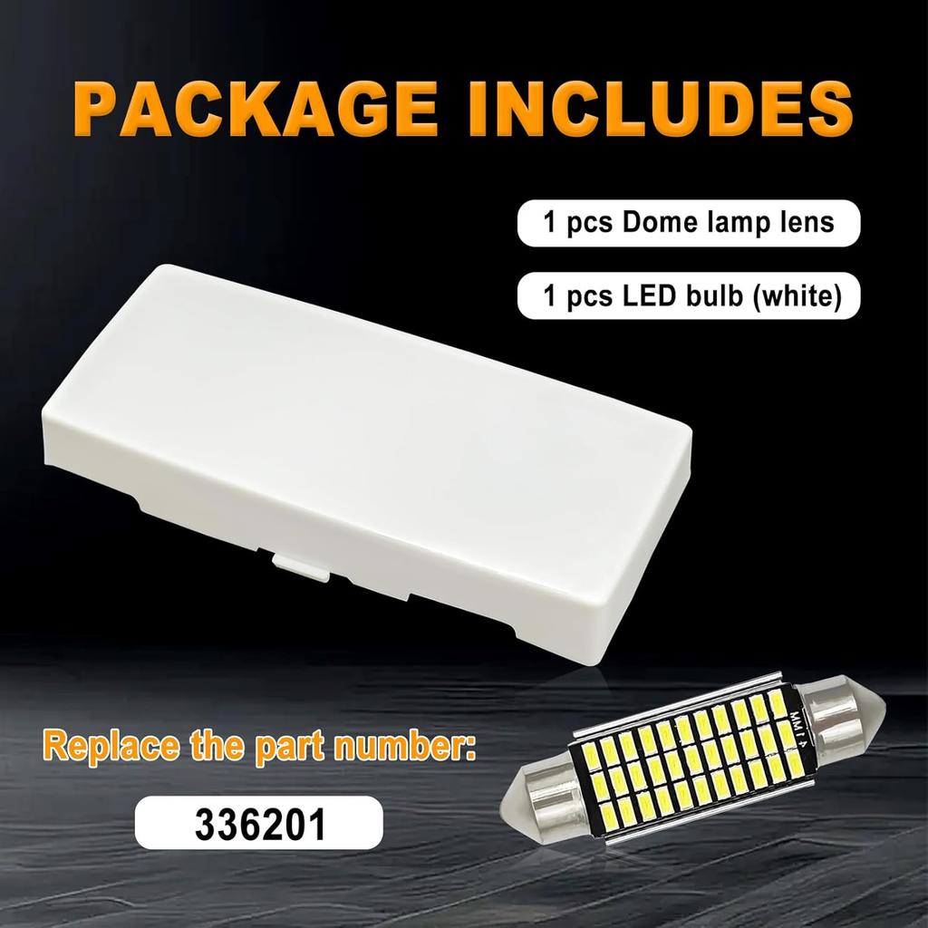 Dome Light Lens Cover Interior Roof Map Housing with LED White Blubs, Compatible with Chevy S10 1982-2003, Blazer 1973-1991, S10 Blazer 1983-1991,