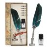 Набор гусиных ручек с гравировкой PATIKIL Винтажный набор гусиных ручек и чернил с 5 сменными перьями Подставка для каллиграфии Ручка для письма в подарок на свадьбу Голубое озеро
