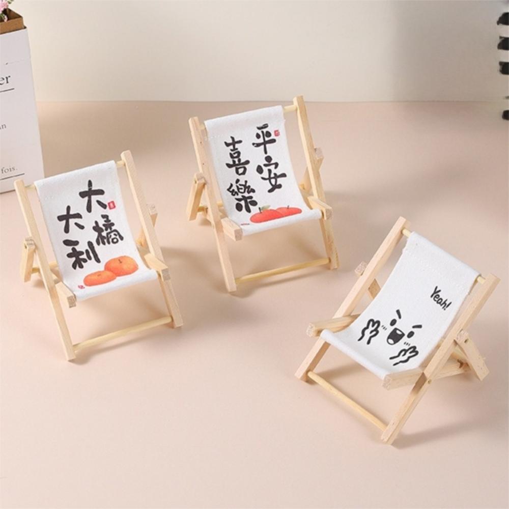 Кронштейн Деревянный Стул для Куклы Хлопковая Кукла Мобильный Телефон Держатель Пляжный Стул Мини Игрушка Модель Кукольный Домик Домашний Декор