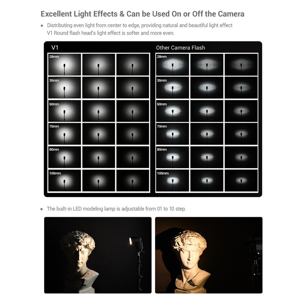 Godox V1S Professional Camera Flash Speedlite Speedlight Round Head Wireless 2.4G Fresnel Zoom