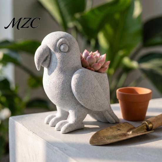 Minimalist Desktop Succulent Pot 3D Printed Parrot Flower Pot, Creative Animal Planter, Unique Bird Artistic Statue Vase Shaped Plant Container