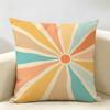 Abstract Sun Beam Lines Ray Cushion Cover Durable Hypoallergenic Organic Linen Short Pillow Cover Washable