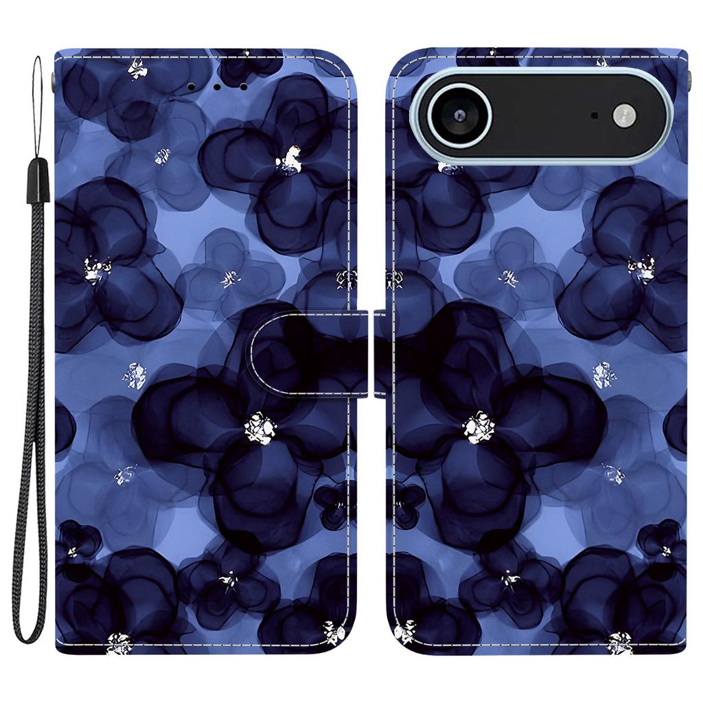 Для iPhone 17 Air Чехол-кошелек с принтом из кожи, подставка, чехол для телефона с ремешком