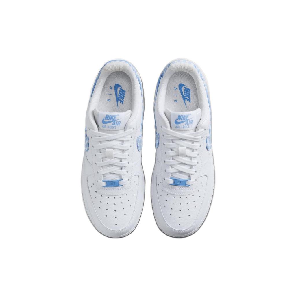 Nike Air Force 1 07 Essential University Blue Gingham Женские кроссовки белые DZ2784-100