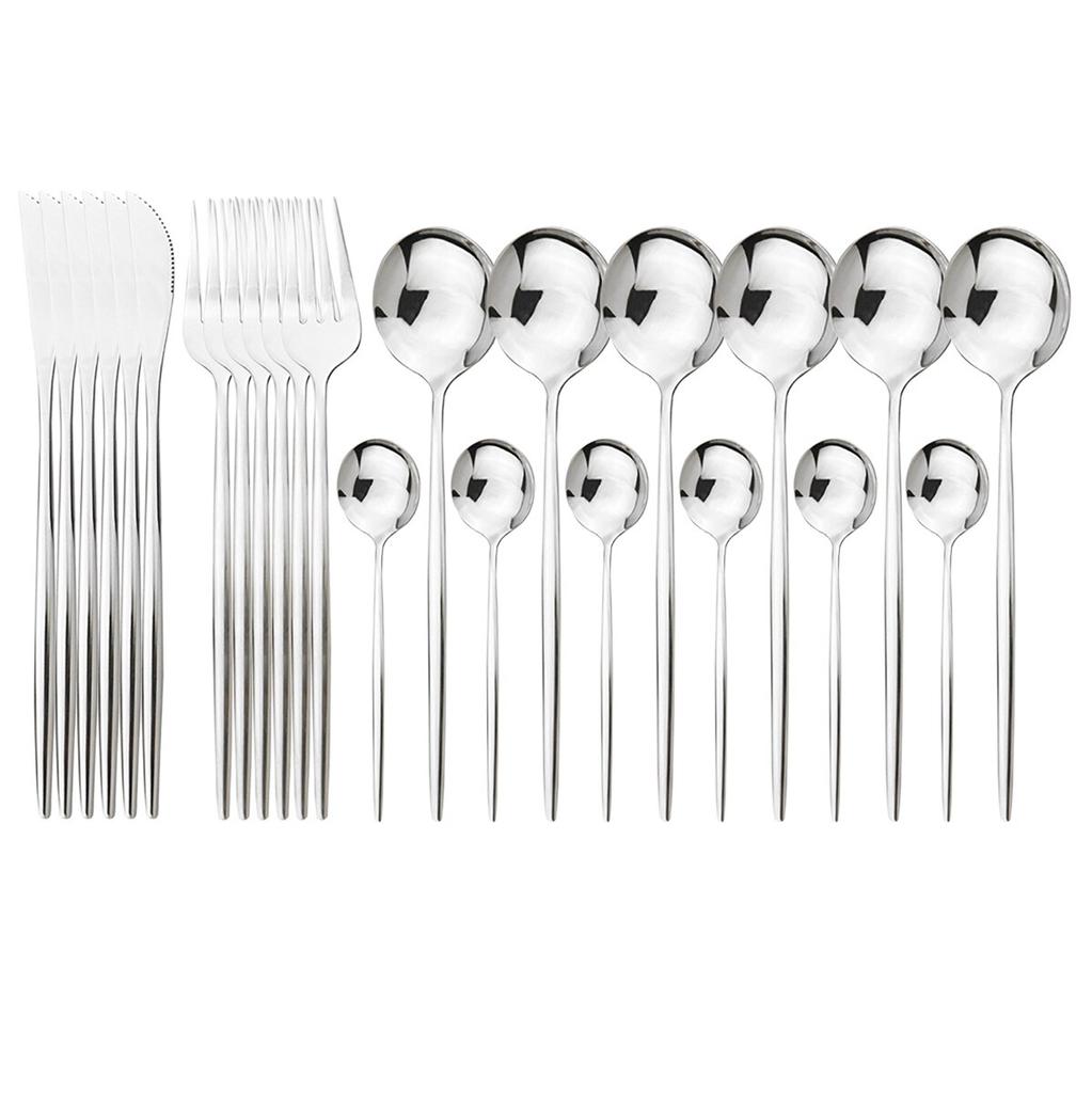 24Pcs Stainless Steel Dinnerware Cutlery Set Knives Forks Coffee Spoon Dinner Tableware Kitchen Utensils Flatware Set