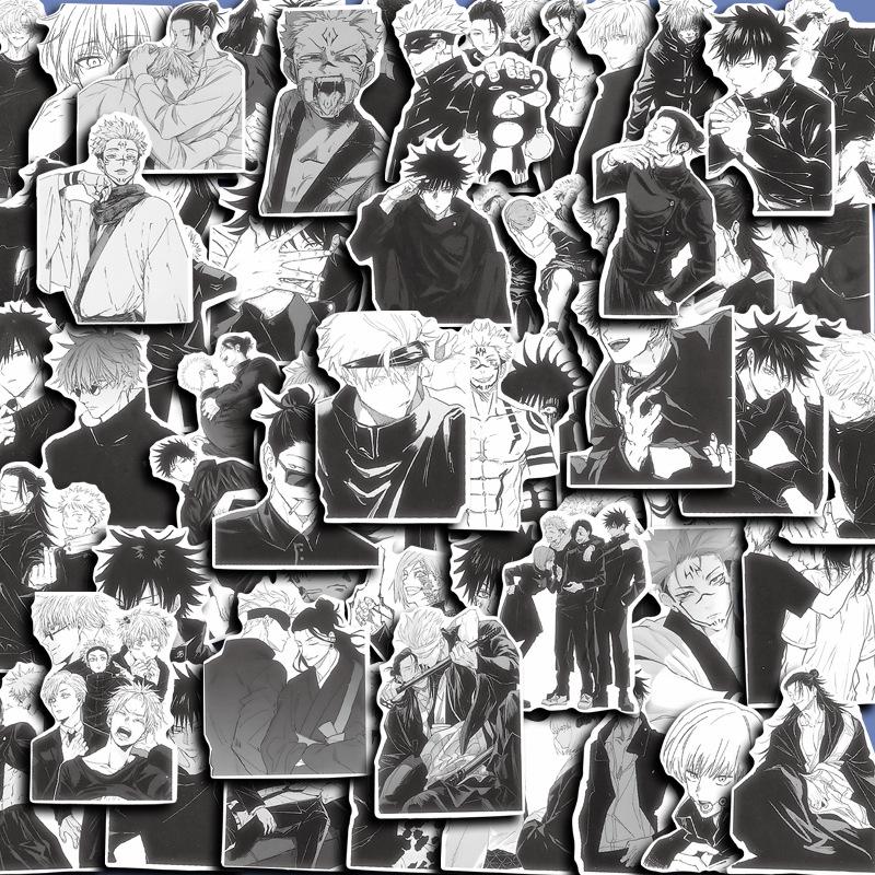 Черно-белые аниме-персонажи Jujutsu Kaisen 60 листов стикеров для дневника и чехол для телефона