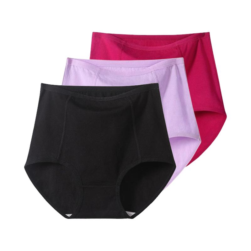 Женские трусики с высокой талией из 3 предметов, хлопковое нижнее белье, дышащие женские трусы большого размера XL-6XL