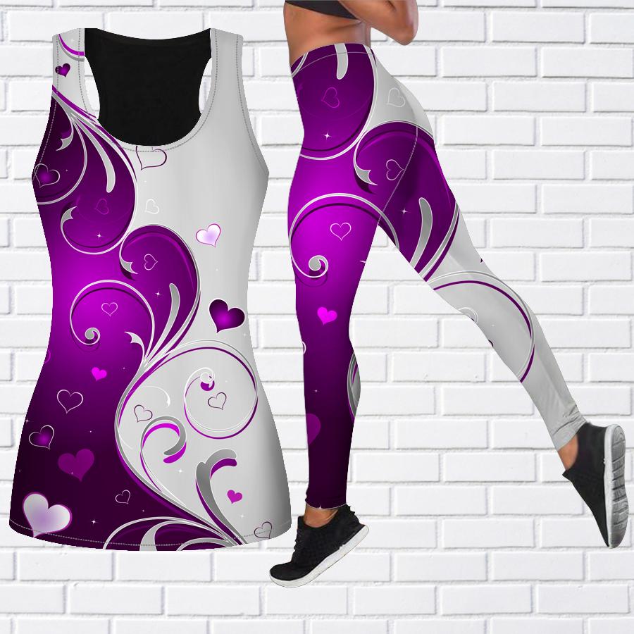 Наряд для йоги в форме сердца с цветочным принтом для женщин, модные леггинсы для тренировок, спортивные повседневные брюки для йоги для фитнеса и фитнеса
