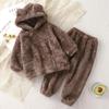 Children's Sleepwear New Autumn and Winter Teddy Bear Home Set Cute Outerwear Warm Jacket