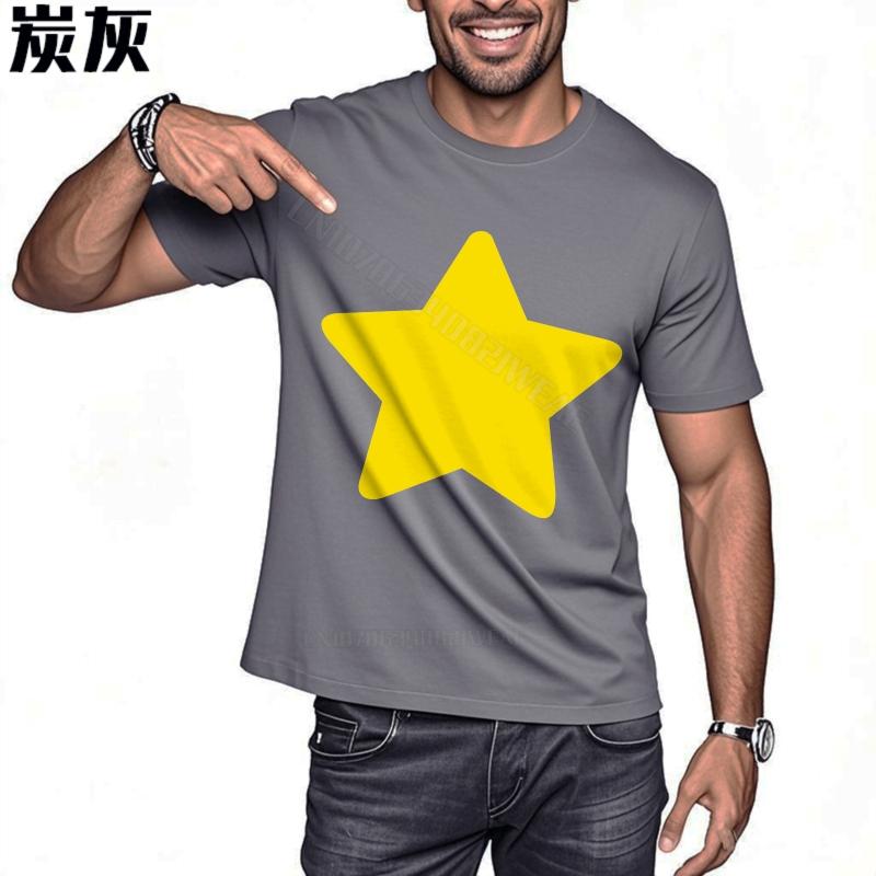 Summer top Daily Wear Round Neck Tee Yellow Star On Black Fashion Plus Size Tshirt Cool Casual Relaxed Fit Tshirt