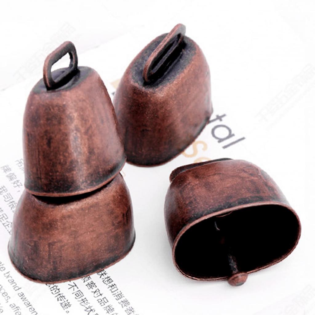 MrMrKura Cowbell Cow Horse Grazing Brass Bell Set Metal Bell Set of 6 Cow Horse Sheep Mini Bell Tin Livestock Animal Hemp Rope Farm Bronze Agriculture