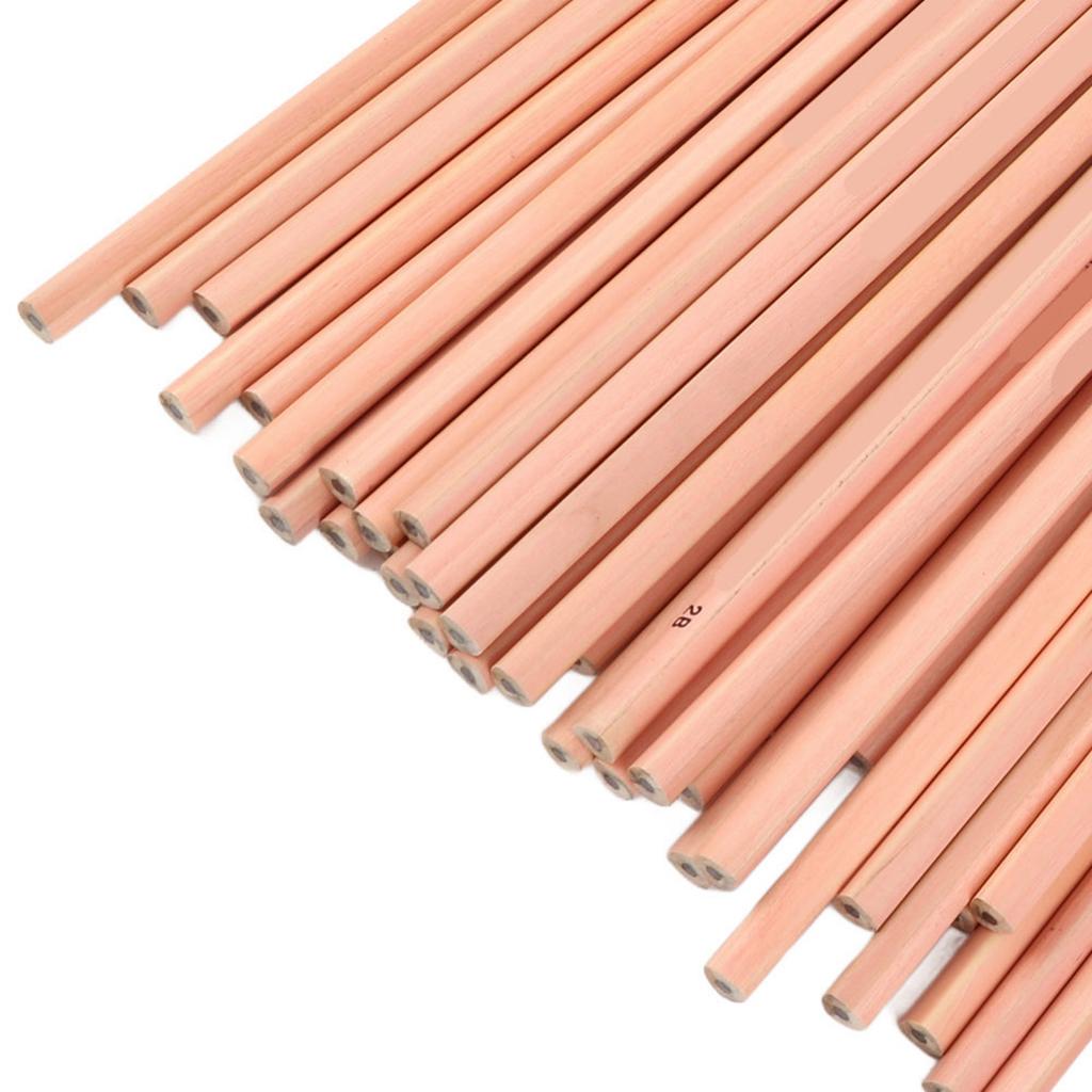 50PCS Environmental Protection Wooden HB 2B Pencil Graphite Writing Pencil(2B Triangular Rod)