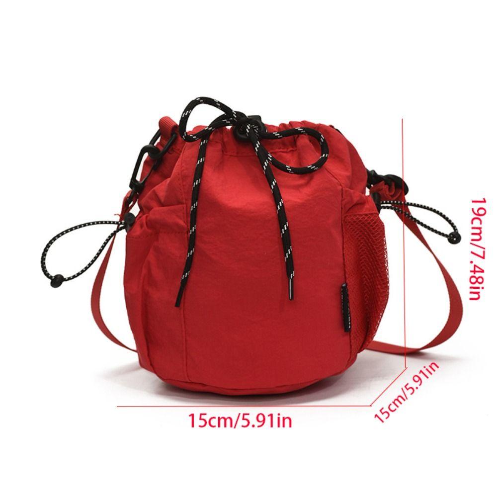 Korean Style Drawstring Bucket Bag Handbag Small Crossbody Bag Sweet Nylon Shoulder Bag  Travel