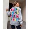 Autumn Fashion Women's Sweatshirt Everything Will Be Okay Letter Printed Pullover Warm Loose Hoodies Casual Women Clothing Y2k