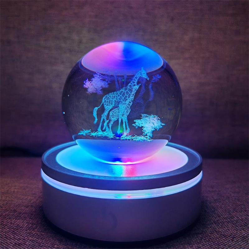 Хрустальный шар, ночные огни, светящаяся планета, галактика, астронавт, 3D RGB, лунная настольная лампа, атмосферная лампа, настольные украшения, подарки для детей
