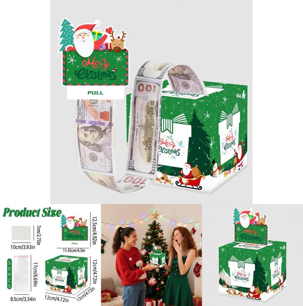 Green Christmas Cash Gift Box With Festive Packaging For Holiday Occasions