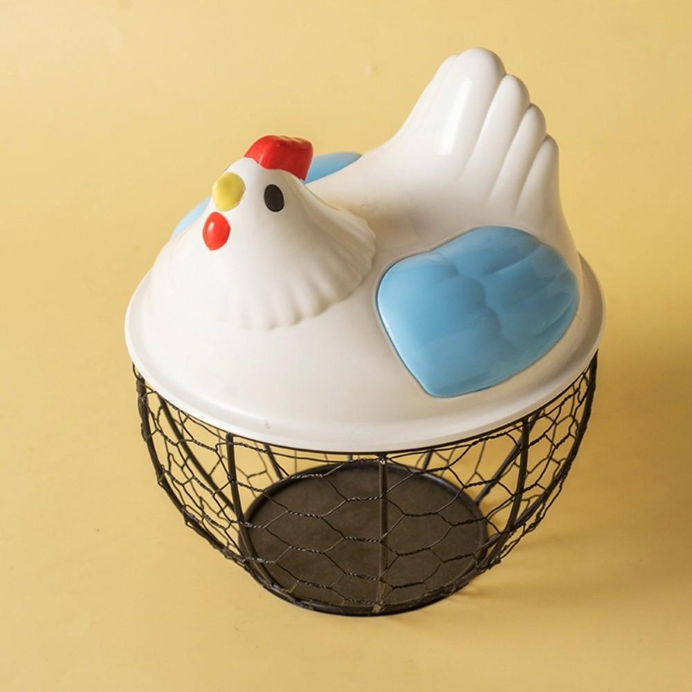 Rustic Egg Container Storage Hollow Iron Basket Hen Shape Egg Basket Kitchen Accessories