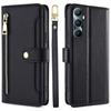 Для Realme C65 4G Crossbody Case PU Leather Stand Cash Pocket Phone Cover - Black
