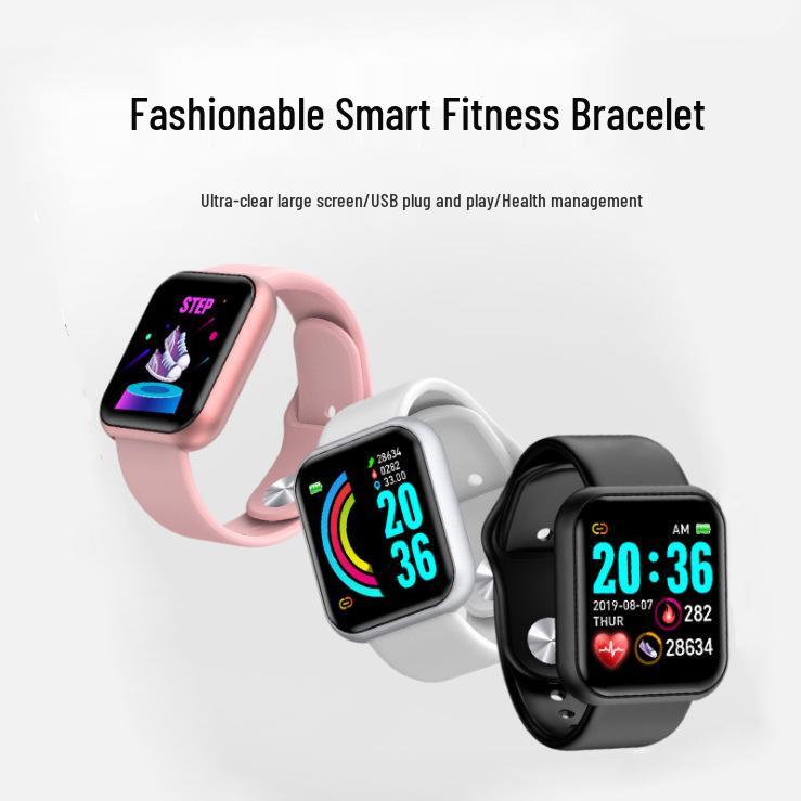 Y68 D20 Smart Bracelet: Heart Rate & Blood Pressure Monitor, Macaron Health Reminders, Pedometer, Cross-border Bestseller.