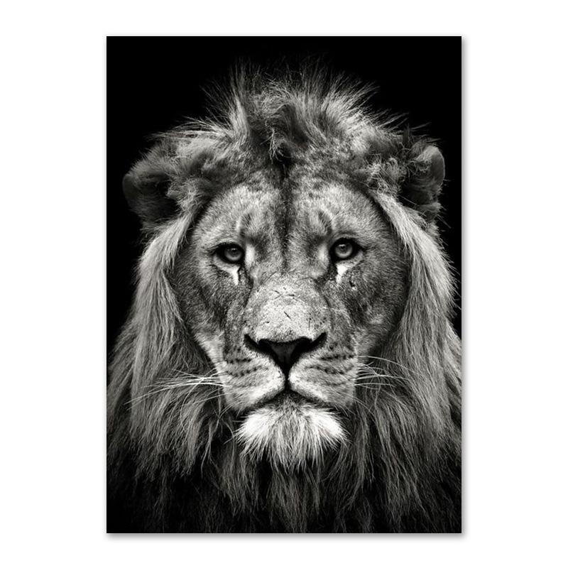 Черно-белый лев, семейный плакат с принтом, отец, мать, дети, холст, настенное искусство, домашняя живопись, картины, украшение для спальни, эстетическое искусство