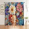 2 Panels Colorful Floral Printed Boho Fashion Curtains Rod Pocket Semi Blackout Window Curtains For Living Room Window Drapes