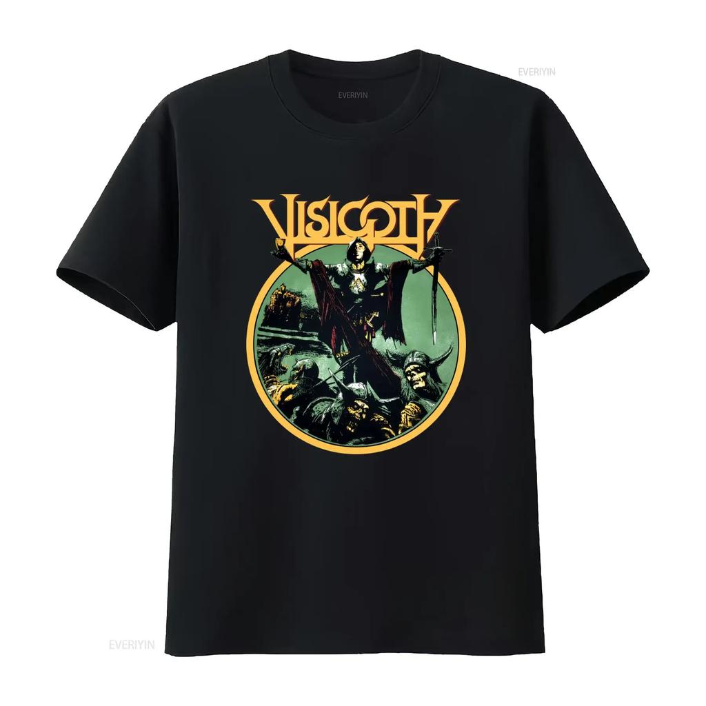 Visigoth Hell s Heroes II Festival Metal Band Double Sided T Shirt vintage graphic Slightly Stretched homme