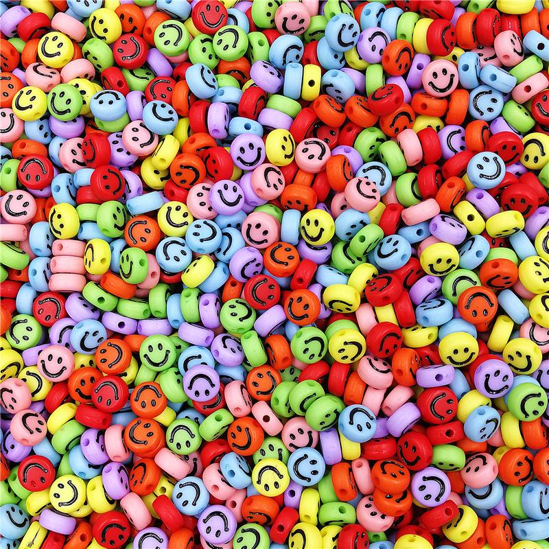 Круглые акриловые бусины-разделители, улыбающиеся бусины со смайликом, используемые в изготовлении ювелирных изделий своими руками, изготовление подвесок