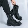Мужские ретро панк ботинки на платформе с толстой подошвой, крутые ботинки на лифте, черные, коричневые, мотоциклетные ботинки, высокие ботинки