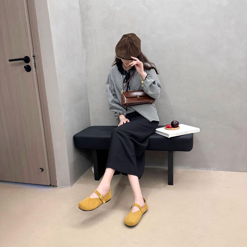 Туфли Мэри Джейн на плоской подошве с одним ремешком детские с юбками 2025 весна новые популярные неглубокие повседневные бабушкины одинарные туфли