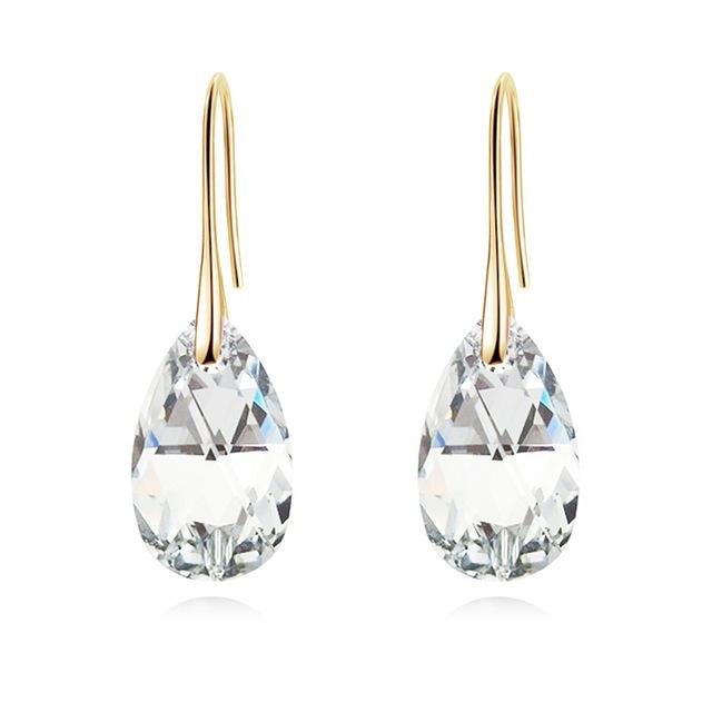 Classic Korean Pear-shaped Drop Earrings Crystals Jewelry for Women Silver Color Big Pendant