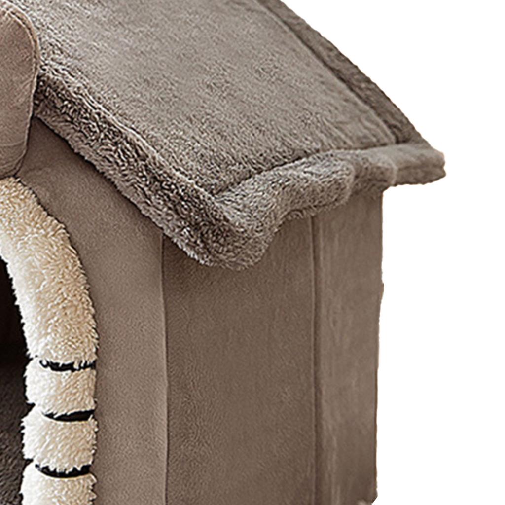 Small Dog House Warm Detachable Washable Triangular Roof Furry Indoor Sleeping Bed for Cat Pets