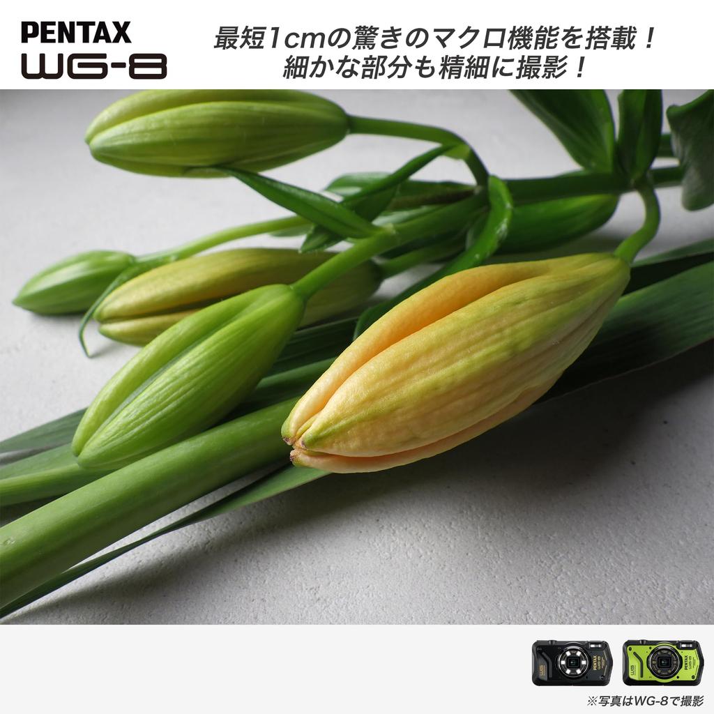 PENTAX WG-8 Green Professional Outdoor Camera [20m Waterproof] 20MP [28mm Wide Angle, 5x Optical Zoom] [Equipped with 6 Multi-Function Ring Lights]